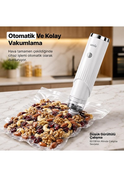 Dkm13 1800mah 30 Adet Poşet Hediyeli Otomatik Dikey Gıda Vakumlama Aleti