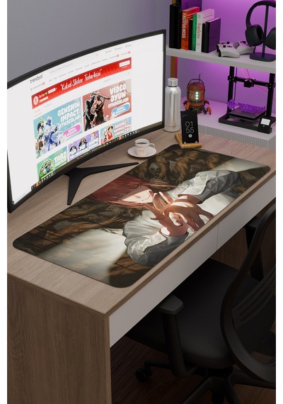 Chainsaw Man Anime V5 - 90x40 Xxl Gaming Kauçuk Kaymaz Taban Mouse Pad Fare Altlığı