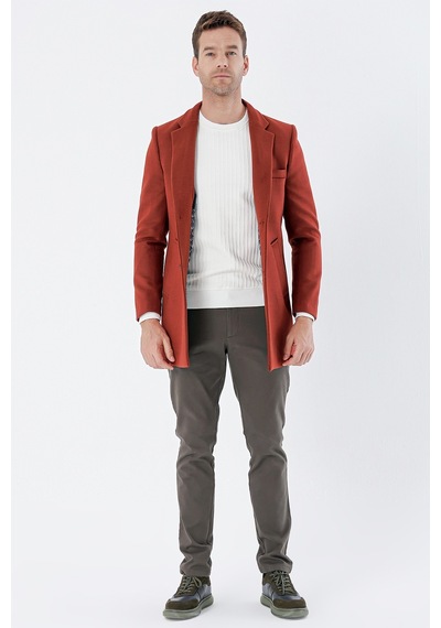 İmza Kiremit Kaşe Mono Yaka Kapitoneli Astar Slim Fit Dar Kesim Klasik Kaban 1008235171-Kiremit İmza Kiremit Kaşe Mono Yaka Kapitoneli Astar Slim Fit Dar Kesim Klasik Kaban 1008235171-Kiremit