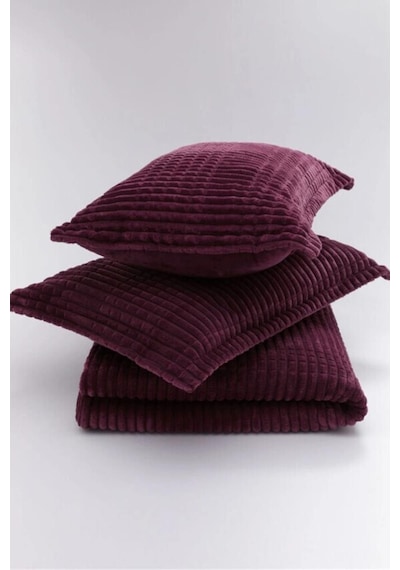 Merinos Modern Line Tek Kişilik Battaniye Seti Bordo Bordo