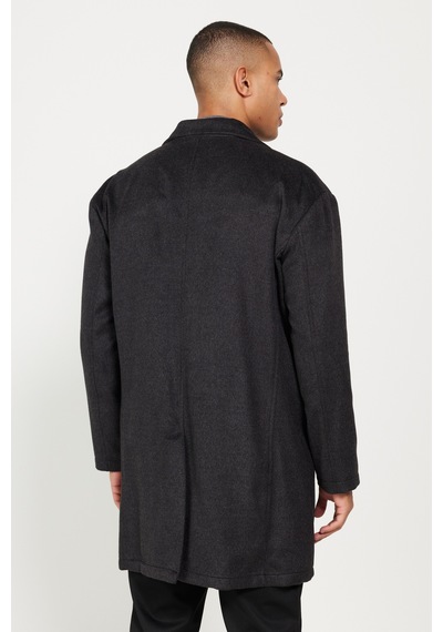Ac&Co / Altınyıldız Classics Erkek Antrasıt Oversize Fit Bol Kesim Mono Yaka Desenli Palto Antrasit