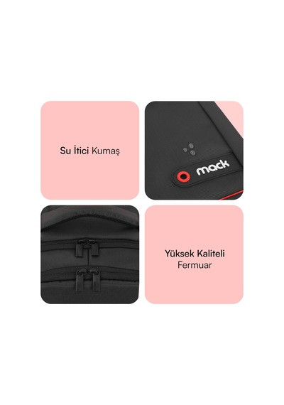 Mack Office Mcc-007 Laptop Sırt Çantası, Profesyonel Sırt Çantası Siyah
