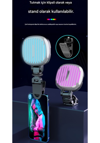 Ayarlanabilir Rgb Çekim Işığı Tripod Telefon Kamera Laptop Uyumlu Selfie Işığı Video Çekim Işık