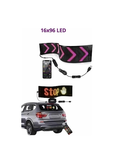 Cama Yapışan En Büyük Boy Telefon Kontrollü Led Ekran Digital Araba Yazısı Çokrenkli