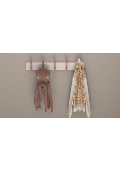 Hepsi3boyutlu Modern Duvar Kapı Askılık - 5 Adet Pembe Askılık Pembe