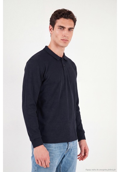 Buratti Pamuklu Düğmeli Polo Yaka Sweat Erkek Polo Yaka Sweat 5905838 Lacivert