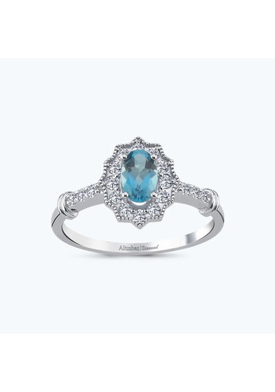 Altınbaş Pırlanta London Blue Topaz Oval Yüzük Pnf001bt-14k