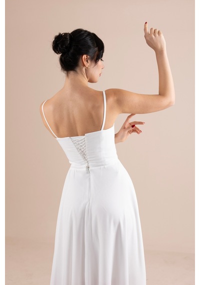Berissima Bride Kalp Yaka Şifon Askılı Nikah & Dış Çekim Elbisesi Kırık Beyaz Kırık Beyaz Berissima Bride Kalp Yaka Şifon Askılı Nikah & Dış Çekim Elbisesi Kırık Beyaz Kırık Beyaz