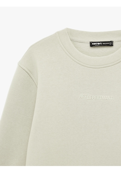 Koton Uzun Kollu Şardonlu Bisiklet Yaka Baskılı Sweatshirt Gri 6wam70309mk