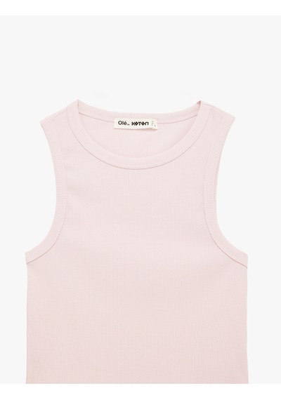 Koton Bisiklet Yaka Kolsuz Slim Fit Pamuklu Atlet Pembe 6sal30059ık Gül