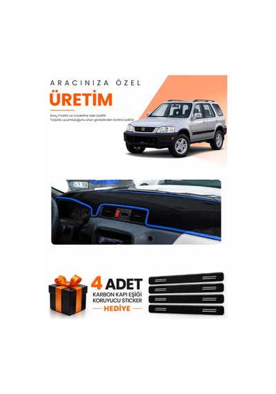 Honda Cr-v 1996-2001 Uyumlu Torpido Koruma Örtüsü Oto Kılıfı - Siyah Mavi