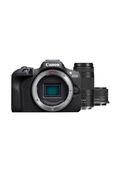 Canon R100 Aynasız Fotoğraf Makinesi RF 18 - 45 + RF 75 - 300 Double Lens Kit
