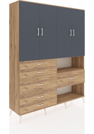 Hyperion Gardrop 7 Raflı 6 Çekmeceli 4 Kapaklı 176x44x221 Çam-antrasit/çam Antrasit/çam Hyperion Gardrop 7 Raflı 6 Çekmeceli 4 Kapaklı 176x44x221 Çam-antrasit/çam Antrasit/çam