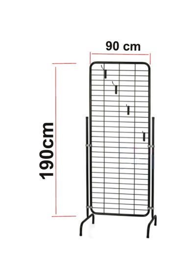Tel Pano Standı 90x190 Cm Siyah 80 Adet Kanca Bijuteri Standı Çorap Standı Telefon Standı