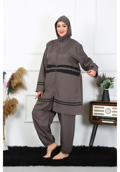 Akbeniz Büyük Beden Tesettür Mayo 7xl-8xl-9xl-10xl Füme 55010-füme Füme