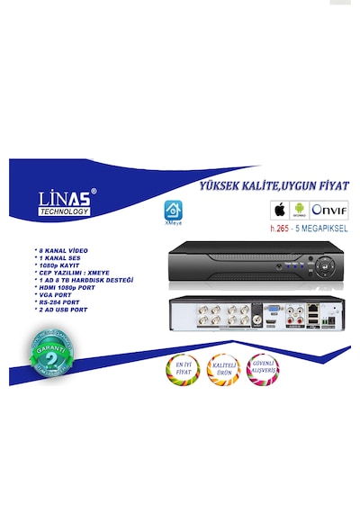 5mp Destekli 8 Kanal Ahd Dvr Kayıt Cihazı