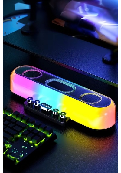 Thentech Bluetooth Hoparlör Daktilo Tuşlu Rgb Ledli 360 Derece Ses Özellikli Kablosuz Hoparlör Dekoratif Çok Renkli