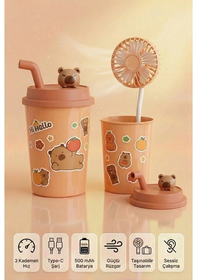 Bardak Model Mini Ayıcıklı Fan