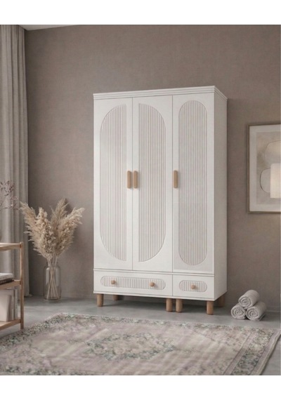 Cury 3 Kapılı Mdf Gardırop Beyaz Cury 3 Kapılı Mdf Gardırop Beyaz