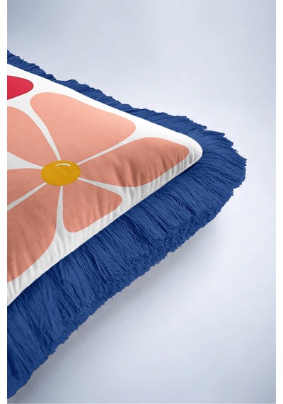 Retro Çiçek Desenli Saçaklı Yastık Kılıfı - Pop Art Floral Modern Lacivert Püsküllü Kırlent Kılıfı Sakin Yörünge Lime Retro Çiçek Desenli Saçaklı Yastık Kılıfı - Pop Art Floral Modern Lacivert Püsküllü Kırlent Kılıfı Sakin Yörünge Lime
