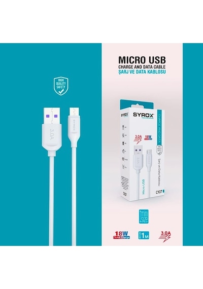 Zuidid 3,0 Amper 18W 1 Metre Hızlı Şarj Kablosu