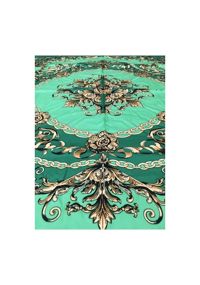 Tikitonki Zümrüt Yeşili Kare Kesim Çiçek Desenli Eşarp - 90x90 Yeşil Yeşil