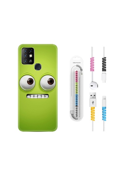 Infinix Hot 10 Kılıf Kablo Koruyuculu Green 1832