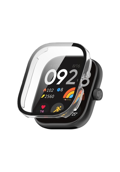 Novstrap Xiaomi Redmi Watch 4 İle Uyumlu Ekran Koruyucu Temperli Cam Ve Kasa Koruyucu Kılıf Sert Pc