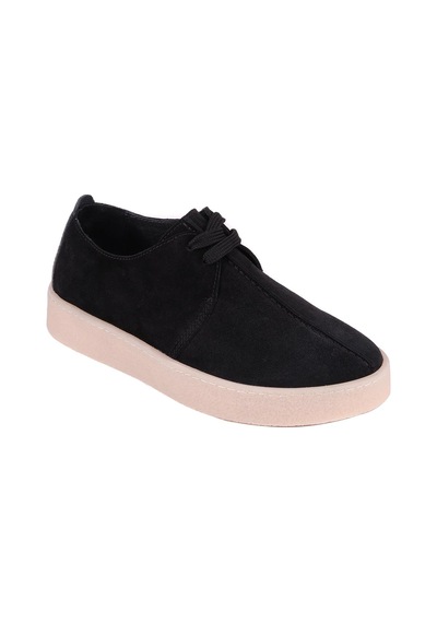 Shoetyle - Siyah Hakiki Süet Bağcıklı Erkek Günlük Ayakkabı 666-21-1247 Siyah