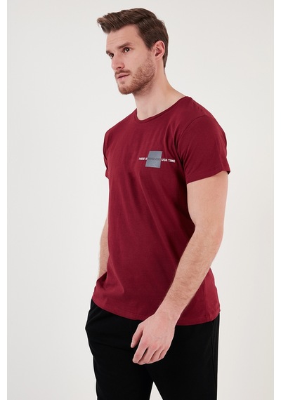 Buratti Bisiklet Yaka Pamuklu Slim Fit Erkek T Shirt 541There Bordo