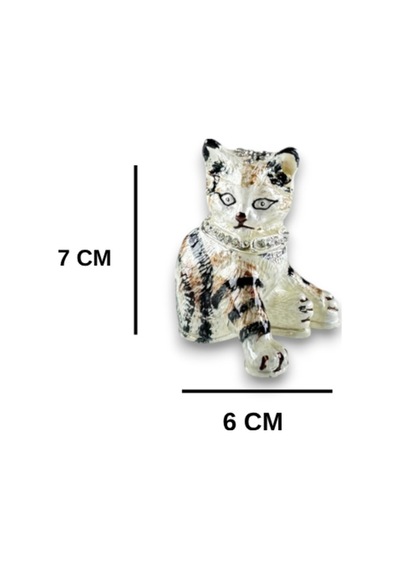 Taş Detaylı Çizgili Kedi Biblo Çelik Metal 7x6 CM Taş Detaylı Çizgili Kedi Biblo Çelik Metal 7x6 CM