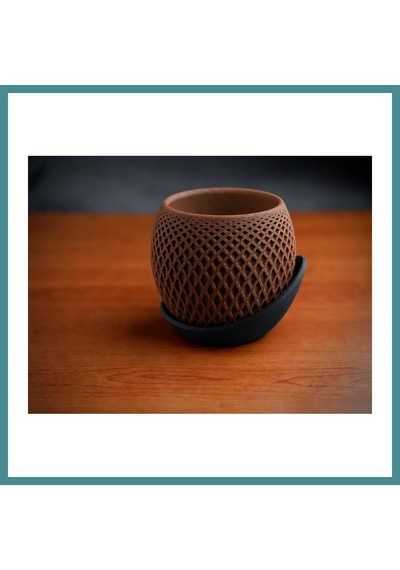 Trendexa 3d Baskı Küre Saksı - Kafes Dokulu İki Parçalı Dekoratif Saksı - Kahverengi-siyah Mac Standart 83306429