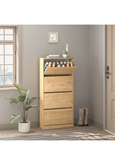 Flat Duo 4 Katlı Geniş Ayakkabılık - Florida Meşe 73x157x26 Cm Meşe