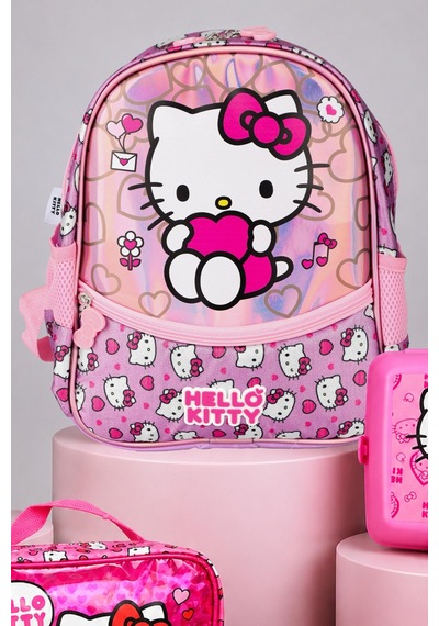 X Dekomus Lisanslı Hello Kitty Tek Bölmeli Küçük Boy Anaokul,kalem Ve Beslenme Çantası,beslenme Kabı,matara Seti Altın