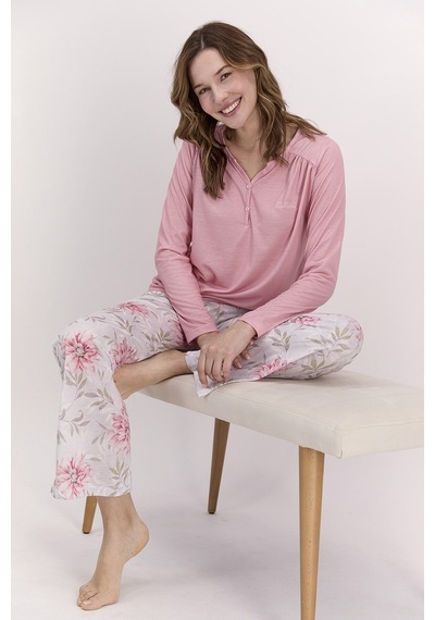 Pierre Cardin Çiçekli Açık Pembe Kadın Pijama Takımı 5274-28121