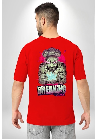 Breaking Bad Kırmızı Oversize Kadın Erkek Ön Ve Sırt Baskılı Tişört Kırmızı