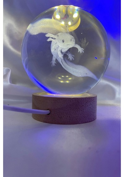 3d Led Işık Cam Küre Tek Renk Gece Lambası Axolotl Mucizevi Yenilenme 8 Cm Mega Boy 3d Led Işık Cam Küre Tek Renk Gece Lambası Axolotl Mucizevi Yenilenme 8 Cm Mega Boy