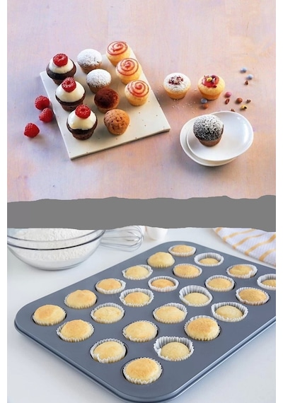 Muffin Kalıbı 24'lü Mini Cupcake Fırın Kapsülü Kek Browni Kekstra Kurabiye Kalıbı Muffin Baking Pan