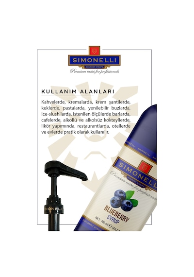 Simonelli Kahve Şurubu| Yaban Mersini Aromalı | 70 CL | + Pompa
