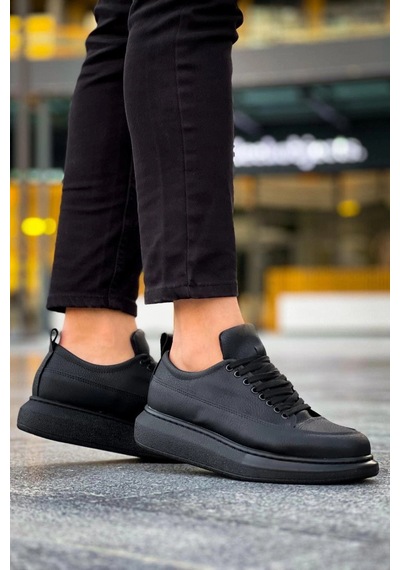 Mevese Lexa Cilt Deri Erkek Günlük Sneaker Ayakkabı - Siyah Siyah