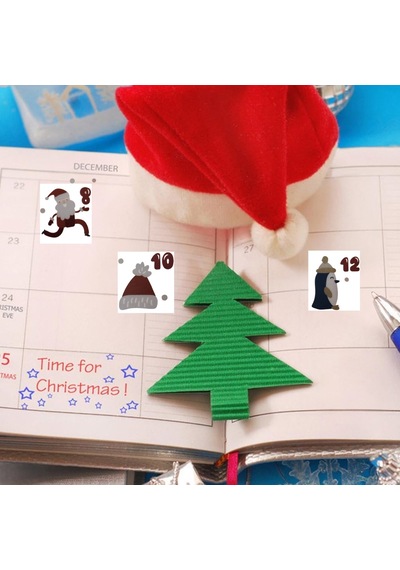 Yeniyıl Advent Takvimi Sticker Seti- 25 Adet Çıkartma, Yılbaşı H