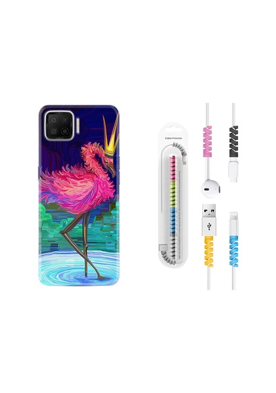 Oppo A73 Kılıf Kablo Koruyuculu Queen Flamingo 1748