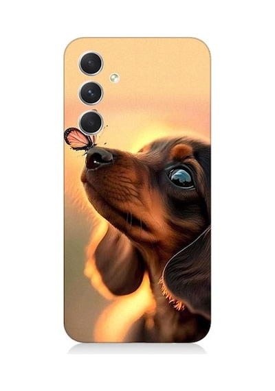 Samsung Galaxy A14 Uyumlu Sevimli Köpek Ve Kelebek Desenli Silikon Kılıf