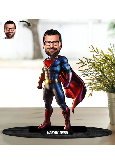 Bk Gift Kişiye Özel Süpermen Tasarımlı Karikatür Biblo-1, Arkadaşa Hediye, Sevgiliye Hediye, Ev Hediyesi