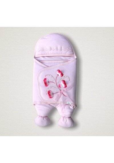 Bebek Kundağı Unisex Bebek Dış Kundak Battaniyesi Uyku Tulumu Hastane Çıkışı Kundak Battaniye Ekru - Pembe
