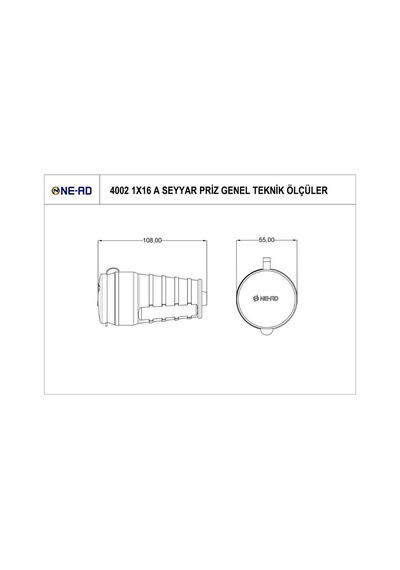 220v-240v Dişi Fiş Priz 1x16a Kauçuk Topraklı Seyyar