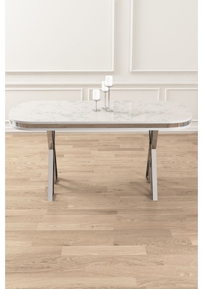 Canisa Lai Serisi 90x168 Lak Panel Beyaz Mermer Desen Krom Ayak Masa Takımı 6 Krem Sandalye Masa Beyaz Mermer Desen Detay Krom Sandalye Krem Canisa Lai Serisi 90x168 Lak Panel Beyaz Mermer Desen Krom Ayak Masa Takımı 6 Krem Sandalye Masa Beyaz Mermer Desen Detay Krom Sandalye Krem