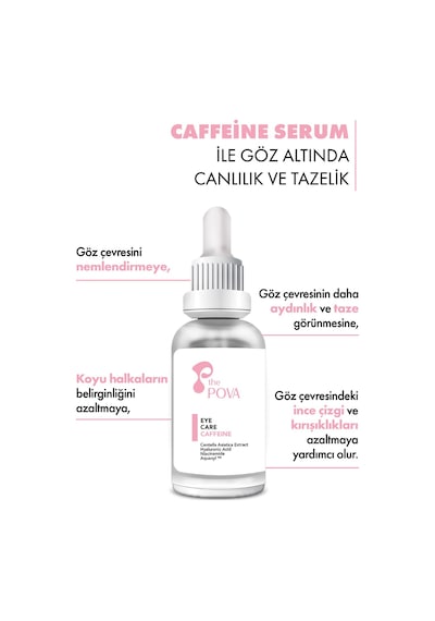 The Pova Göz Altı Torbalanma ve Koyu Halka Karşıtı Göz Çevresi Serumu - Kafein %5 30 ML