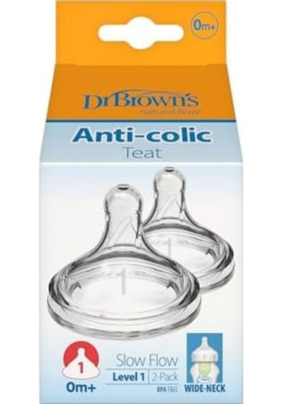 1. Seviye Geniş Ağız Silikon Biberon Emziği, İkili Paket