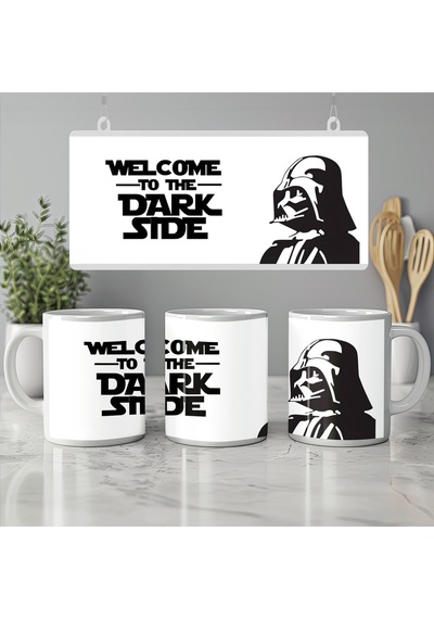 Darth Vader Dark Side Kupa Bardak Star Wars Temalı Siyah Beyaz Minimal Tasarım Kupa Beyaz
